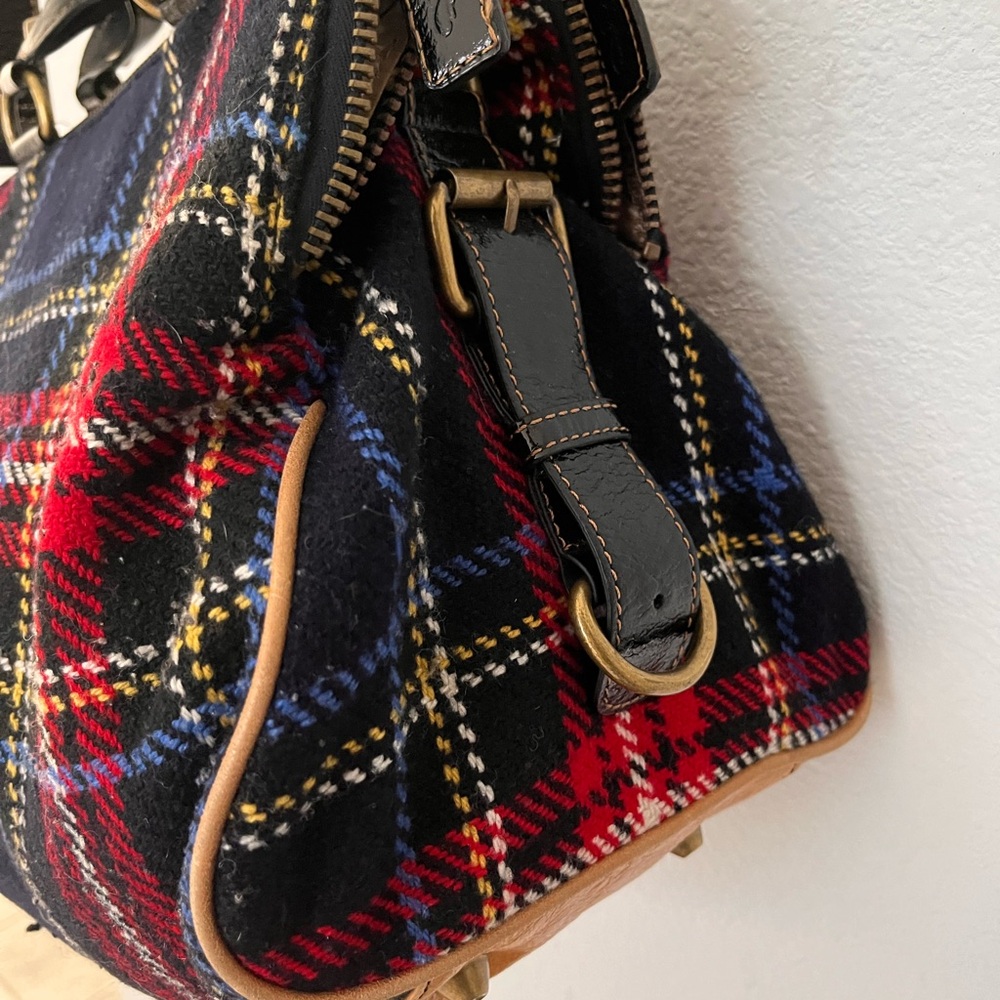 Betsey Johnson Red and Tan Plaid Crossbody Bag - Picture 6 of 11